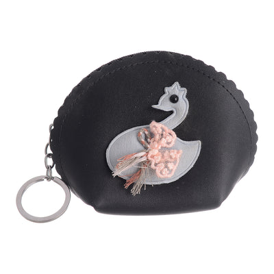 محفظة ميني جلد صناعي مع سلسلة مفاتيح نمط فلامنجو