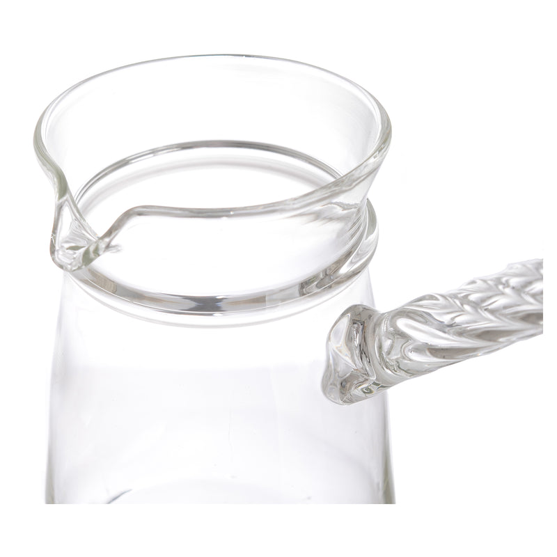كنكة قهوة من زجاج مع مقبض كريستال حجم وسط شفاف 10×7×6 سم