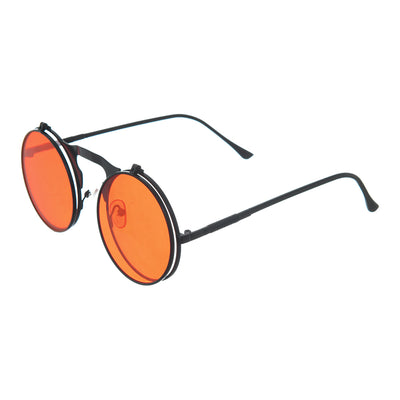 نظارات شمسية دائرية ملونة ذات عدسات شفافة 2×1 احمر x شفاف