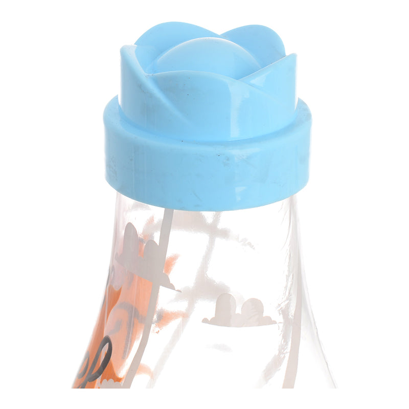 زجاجة مياه وعصير دائرية وغطاء بلاستيك لبنى  بتصميم مزخرف (1000 مل)