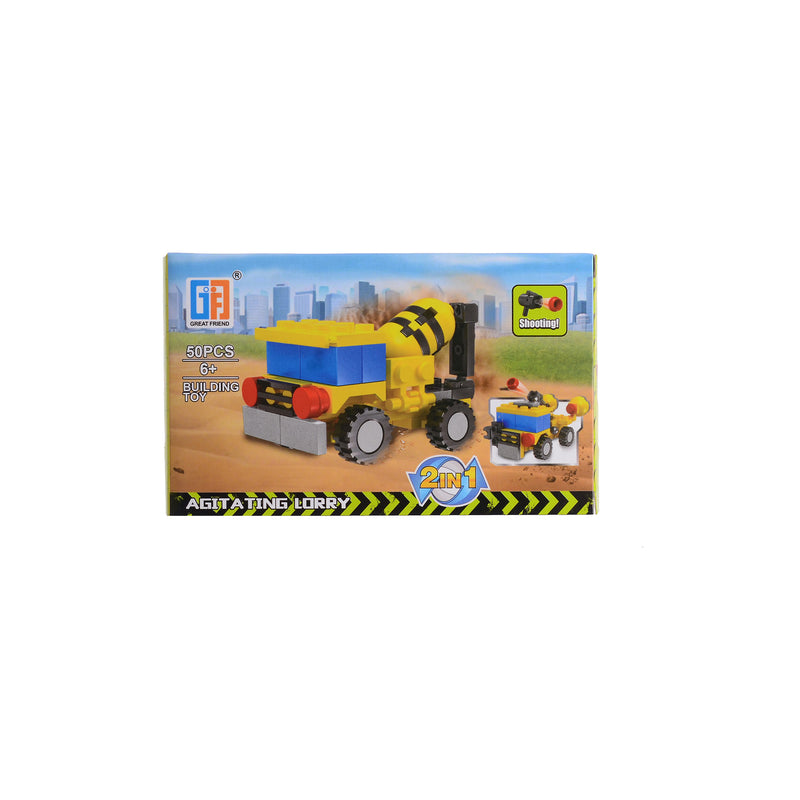 Concrete-shaped cube car toy, 2×1, yellow*blue