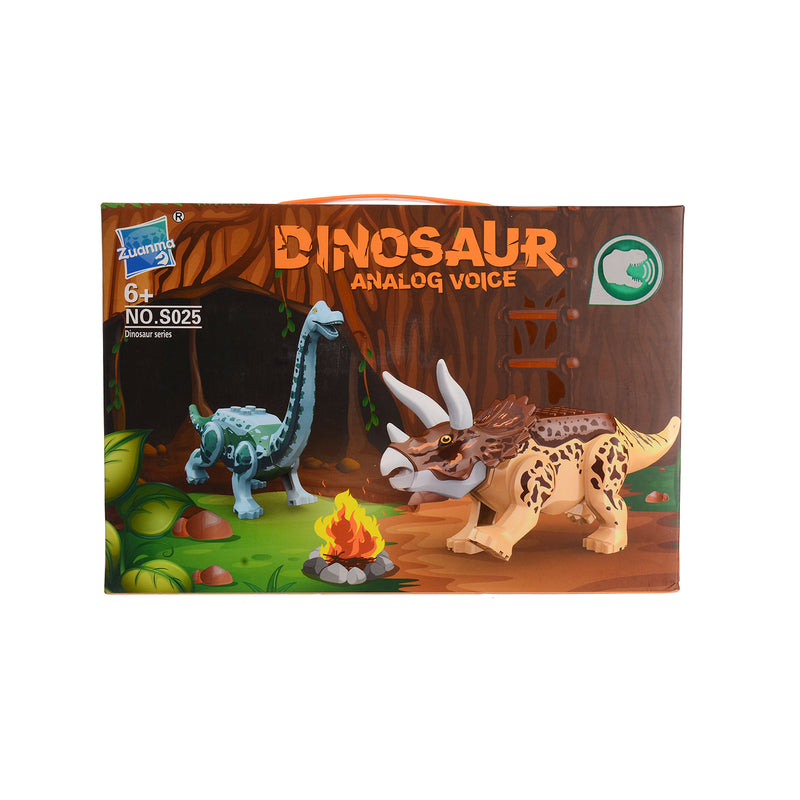 Triceratops and Diplodocus Dinosaur Toy Turquoise*Brown