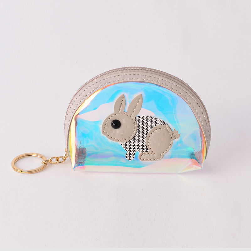 محفظة دائرية برسمة ارنب مع سلسلة مفاتيح