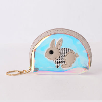 محفظة دائرية برسمة ارنب مع سلسلة مفاتيح