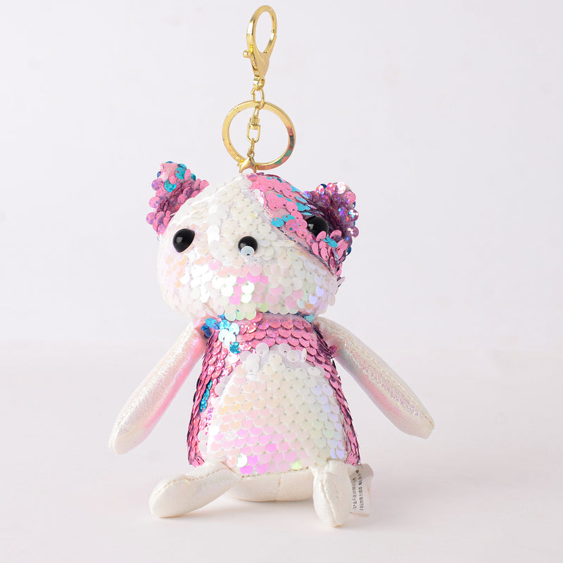 Teddy bear medallion with pearl sequins