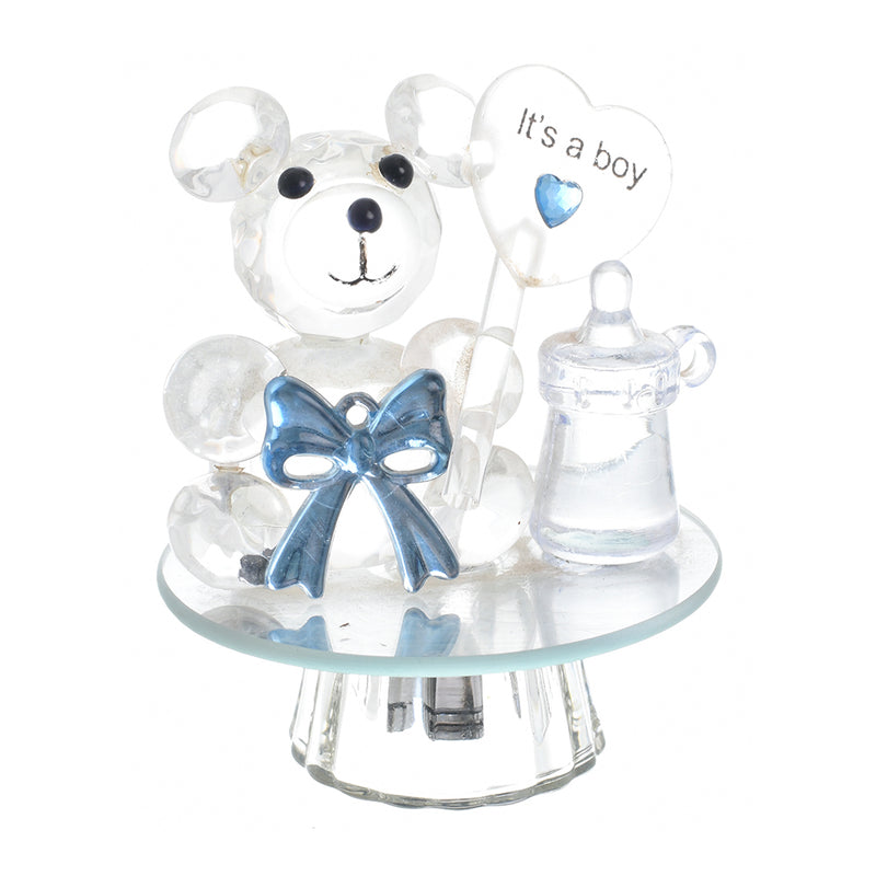 Small crystal teddy bear - white