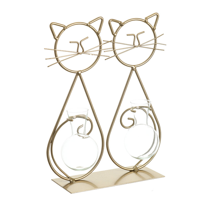 Metal stand for 2 cats, gold