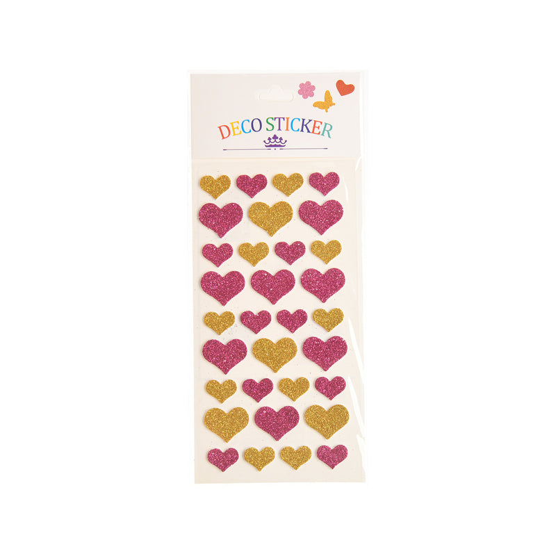 Fuchsia &amp; yellow heart shaped stickers