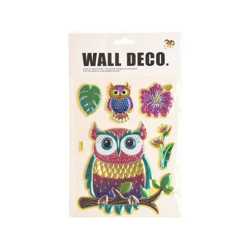 Multi-colored owl stickers