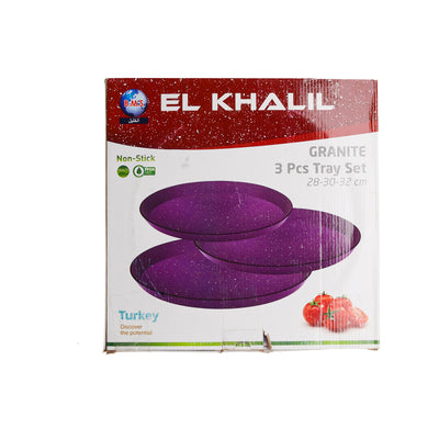 A set of granite trays, 28 - 30 - 32 cm, pink, from EL Khalil