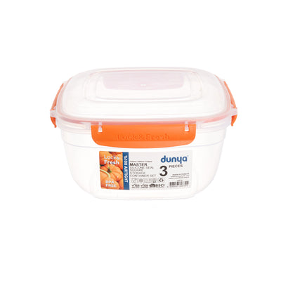 Dunya 3 in 1 large square refrigerator set, orange