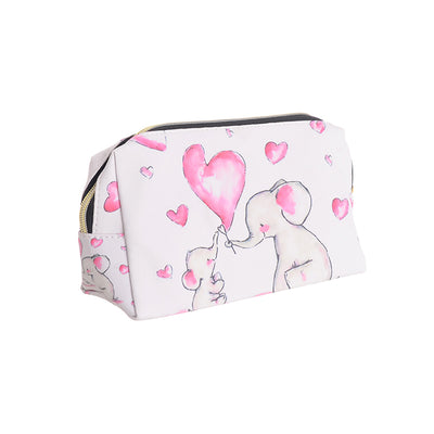 Makeup bag, 3 pieces of different sizes, white elephant pattern 