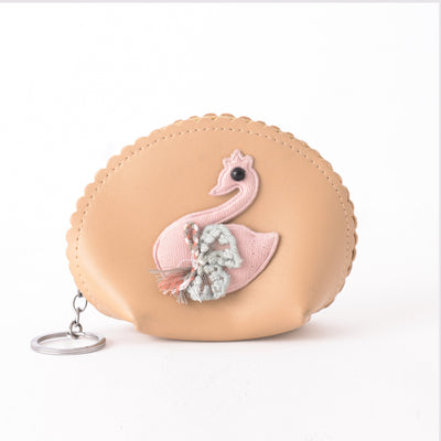 Faux leather mini wallet with flamingo pattern keychain
