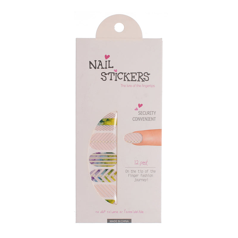 A set of nail polish stickers in different shapes, pink*green