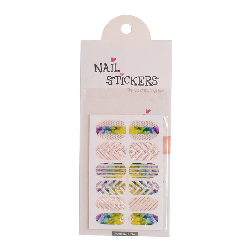 A set of nail polish stickers in different shapes, pink*green