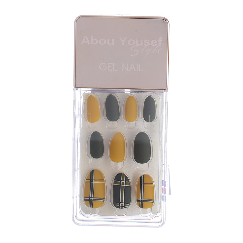 Gel nails, 30 nails, size 12, from Abu Youssef, olive style*yellow 