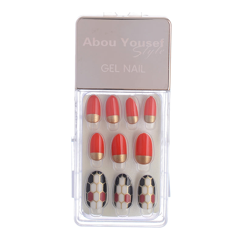 Gel nails, 30 nails, size 12, from Abu Youssef Style, red*black