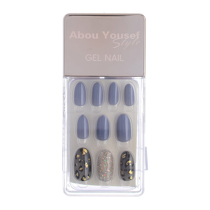 Gel nails, 30 nails, size 12, from Abu Youssef Style, grey*black 