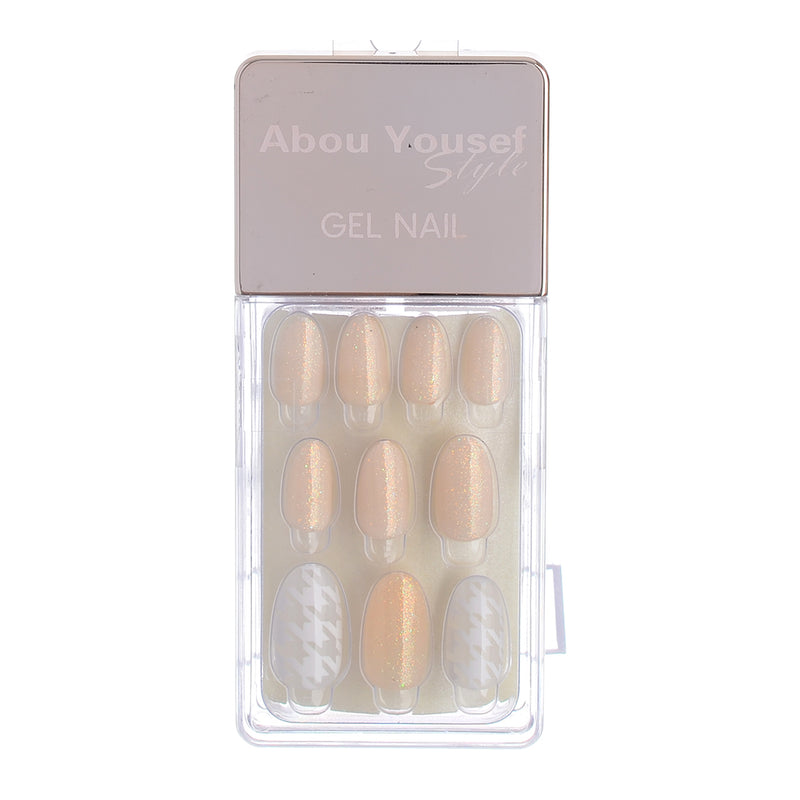 Gel nails, 30 nails, 12 sizes, from Abu Youssef, style, beige bronze*white 