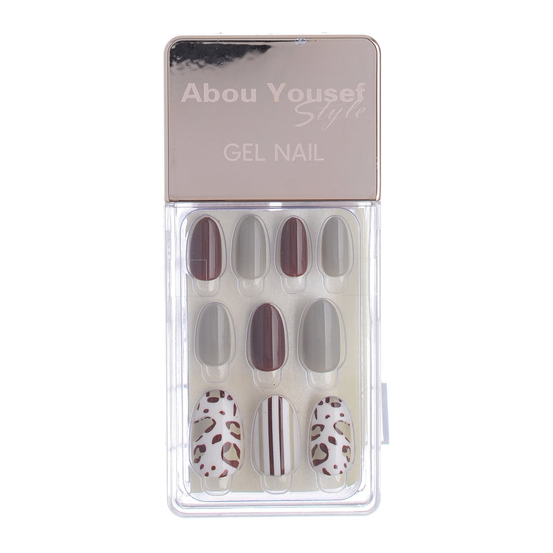 Gel nails, 30 nails, 12 sizes, from Abu Youssef, burgundy*gray style 