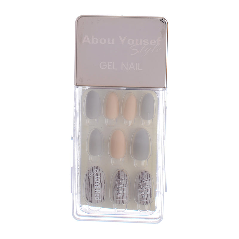 Gel nails, 30 nails, size 12, from Abu Youssef Style, beige*grey 