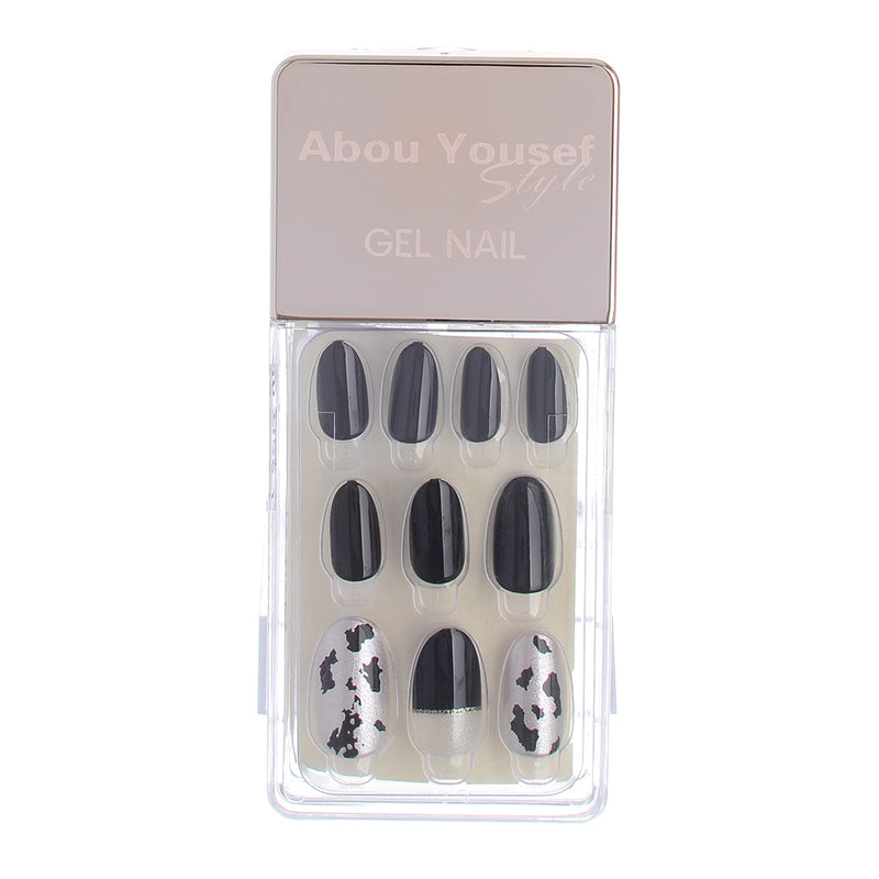 Gel nails, 30 nails, size 12, from Abu Youssef Style, black*silver