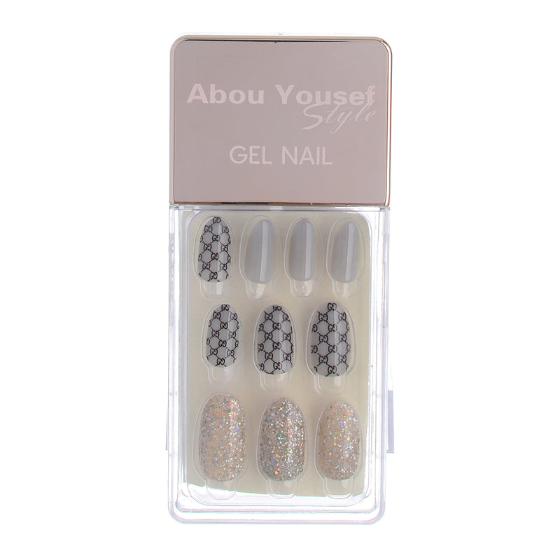 Gel nails, 30 nails, size 12, from Abu Youssef style, grey*silver bronze