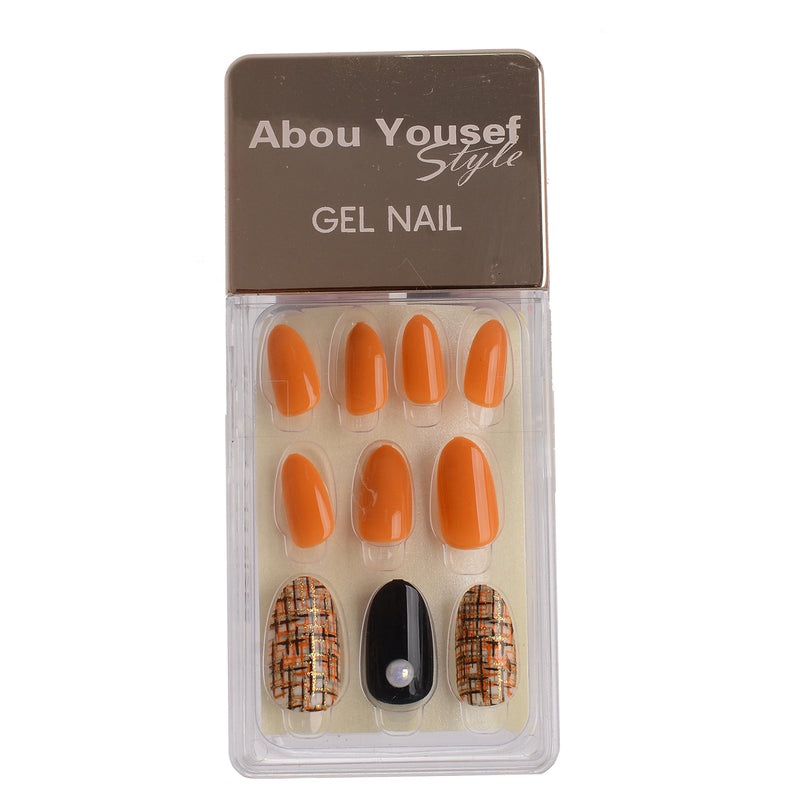 Gel nails, 30 nails, size 12, from Abu Youssef, orange style 