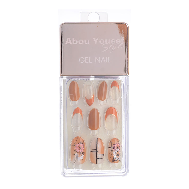 Gel nails, 30 nails, size 12, from Abu Youssef, style, dark orange*orange 