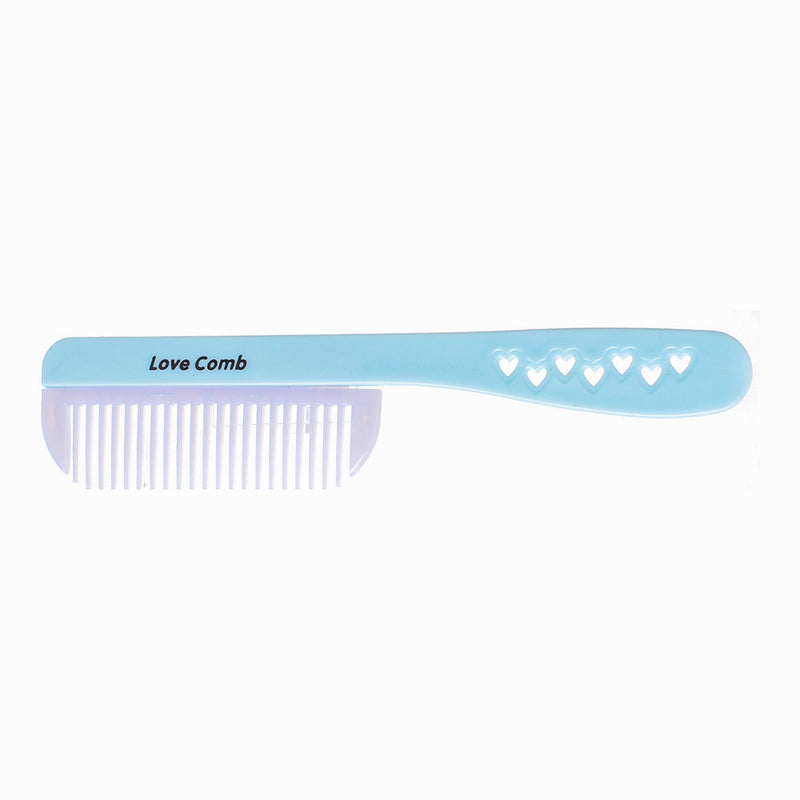 Wide-tooth detangling comb with milky heart-hole handle