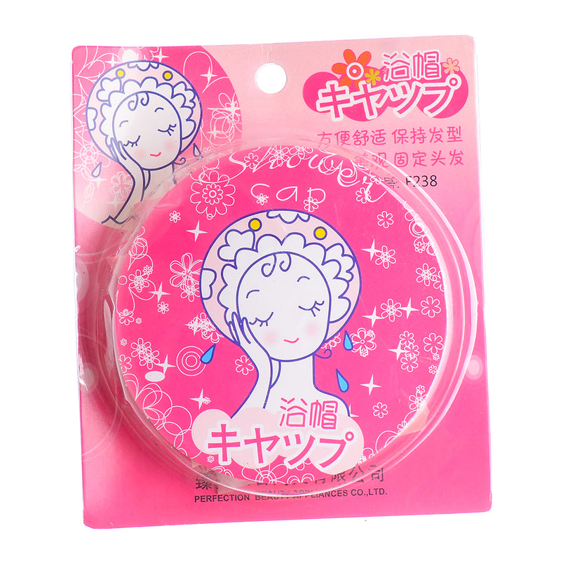 Reusable waterproof plastic shower cap, pink