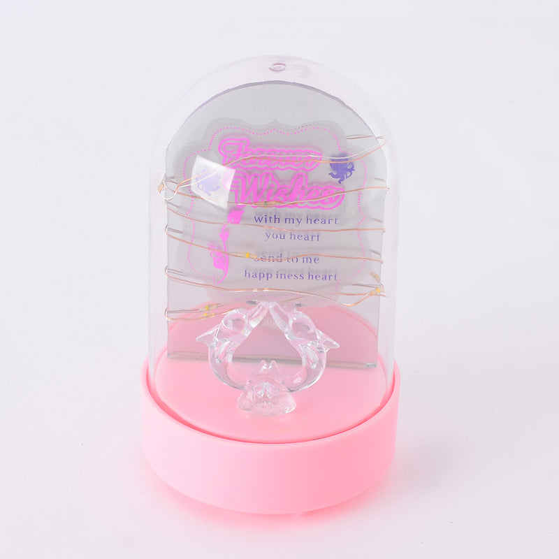 Dolphin shaped glass crystal, LED and pink music