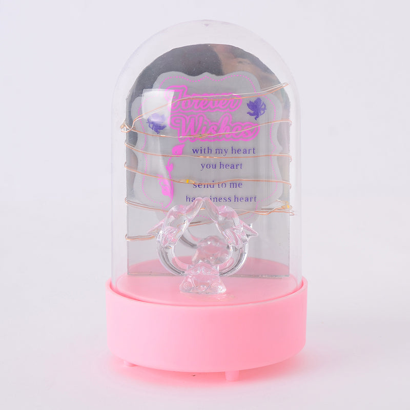 Dolphin shaped glass crystal, LED and pink music