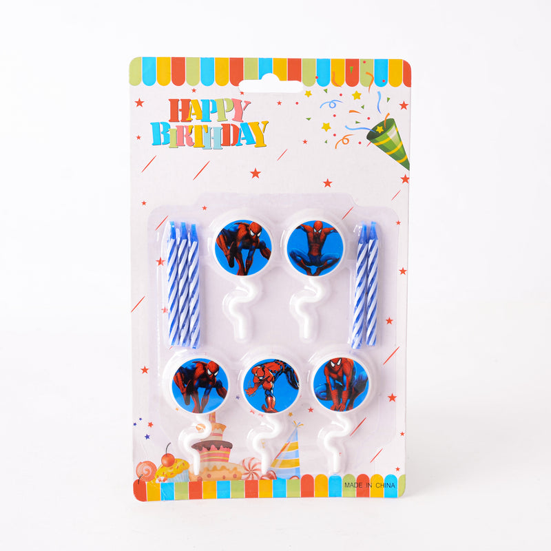 Birthday candle set, 10 pieces, Spider-Man shape