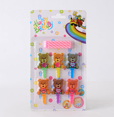 Birthday candle set, 12 pieces, teddy bear shape