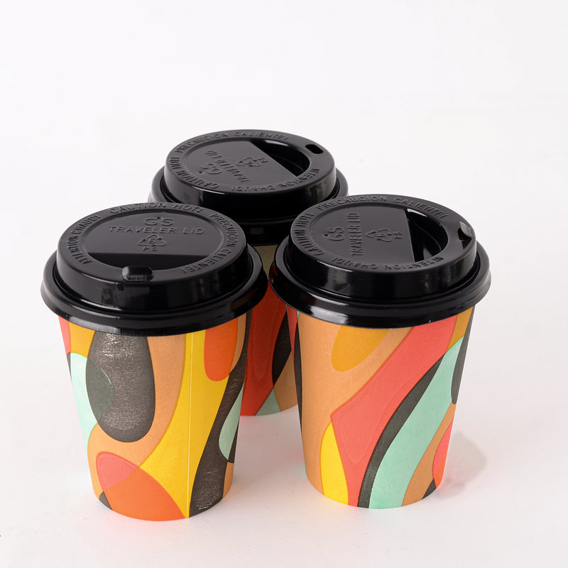 3-piece set of paper cups with lids