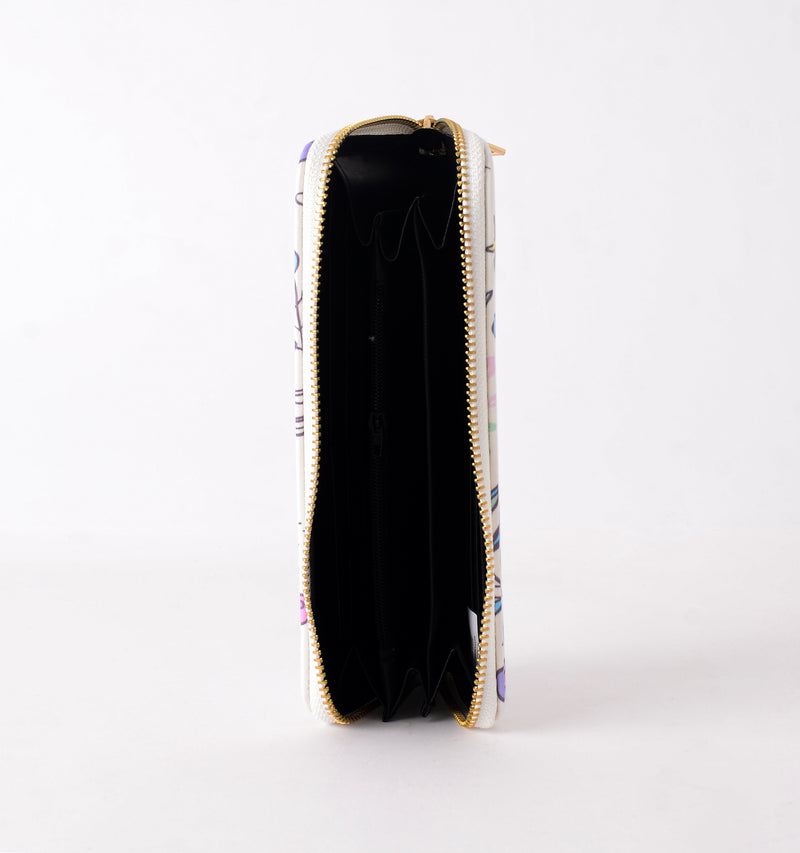 محفظة جلد بسوستة كبيرة ذات رسمة يونيكورن