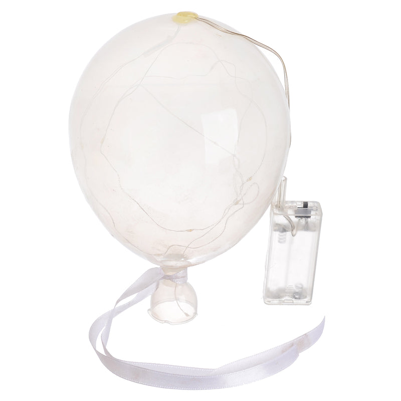 White battery-operated decorative hanging glass balloon