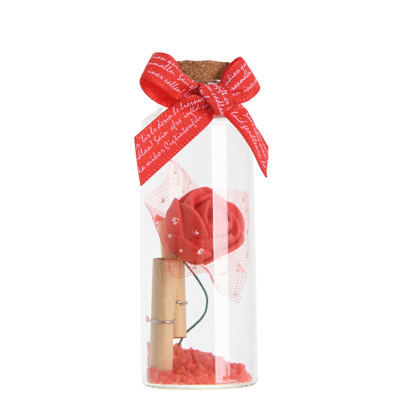 Sea messages bottle (rose), Valentine’s Day gift, small size, glass color, 8 cm