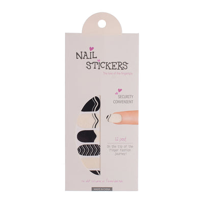 A set of nail polish stickers in different shapes, black*white bronze