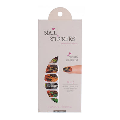 A set of nail polish stickers in different shapes, brown*green