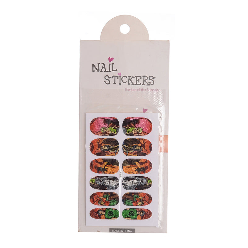A set of nail polish stickers in different shapes, brown*green
