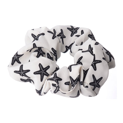 A set of hair scrunchies for women, 2 pieces, star-shaped fabric, white*black