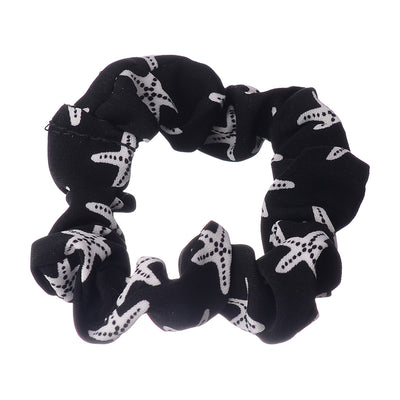 A set of hair scrunchies for women, 2 pieces, star-shaped fabric, white*black