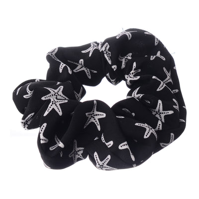 A set of hair scrunchies for women, 2 pieces of star-shaped cloth, black * white