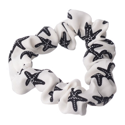 A set of hair scrunchies for women, 2 pieces of star-shaped cloth, black * white