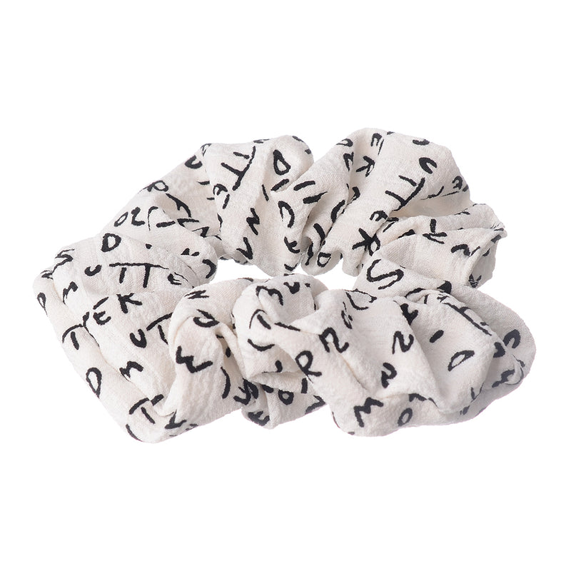 A set of hair scrunchies for women, 2 pieces of cloth, in the shape of letters, white*black