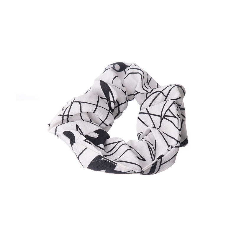 A set of hair scrunchies for women, 2 pieces, white and black striped fabric