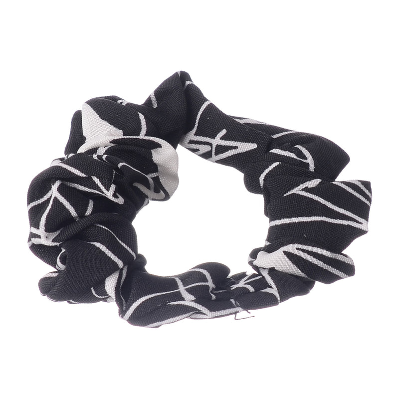 A set of hair scrunchies for women, 2 pieces, white and black striped fabric