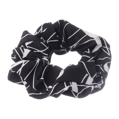 A set of hair scrunchies for women, 2 pieces, black*white striped fabric